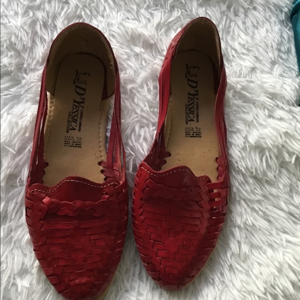 Red leather Mexican sandals